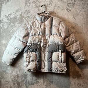 Vintage Y2K Nike Puffer Jacket‎ Gray Two Tone Colorblock Streetwear Size Small